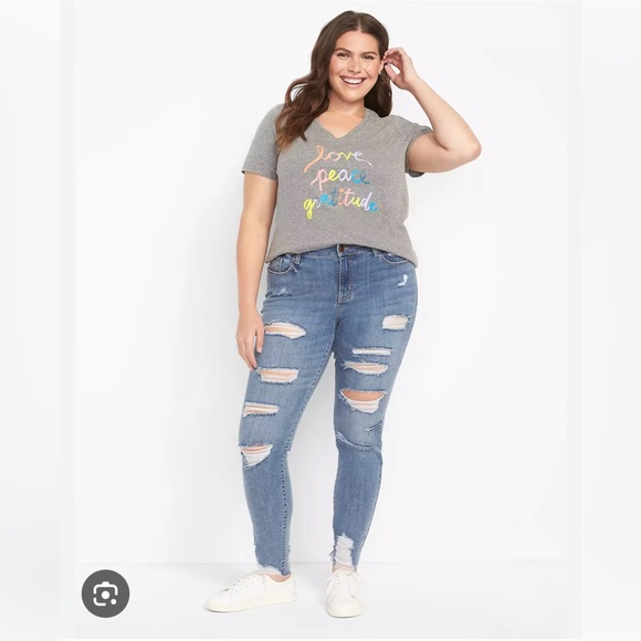 Lane Bryant Signature Fit Skinny Jean - Destructed Medium Wash Size 16W - Picture 1 of 11